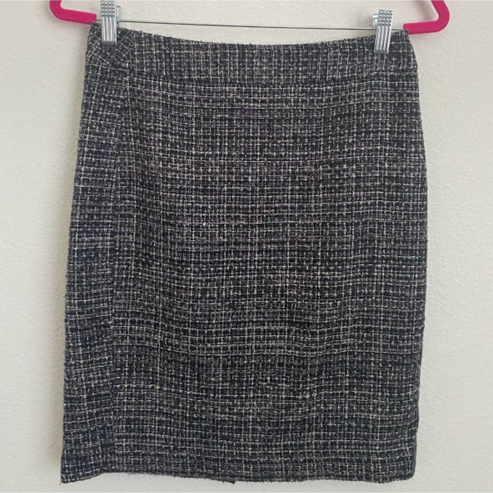 Banana Republic Black White Tweed Metallic Women's Pencil Skirt 2